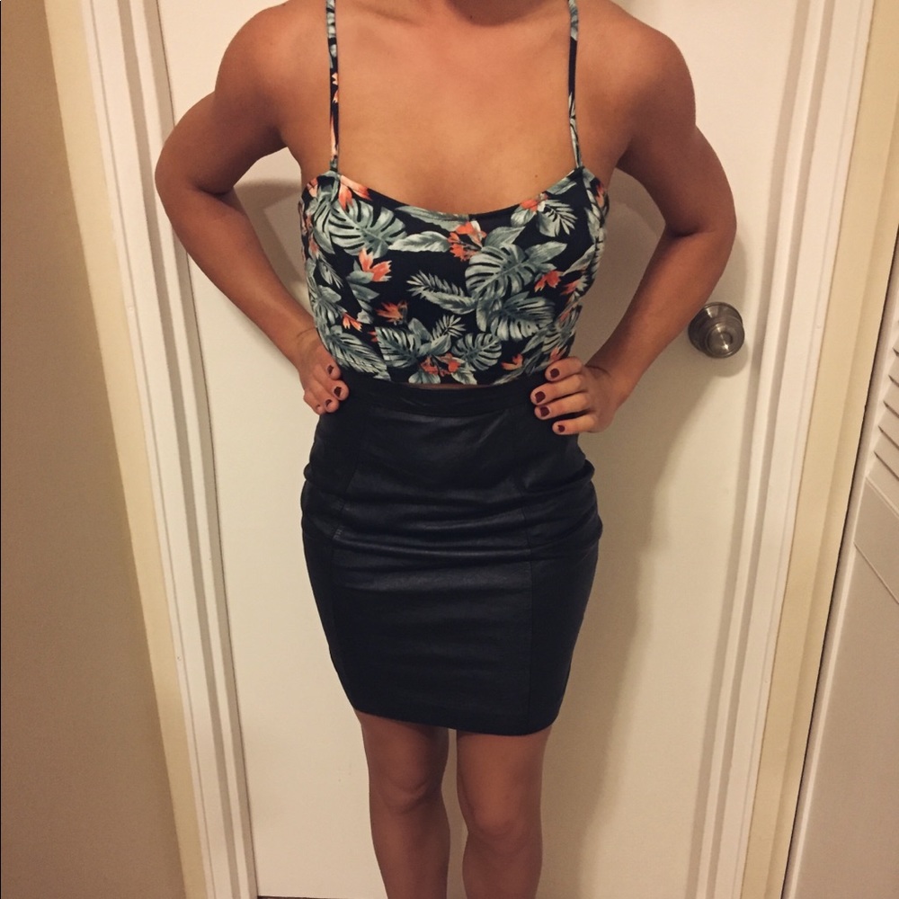 Byrnes & Baker High Waisted Leather Skirt